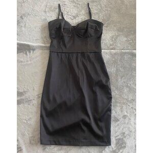 Charlotte Russe Y2K‎ Black Satin Bustier Midi Dress- Size Medium
